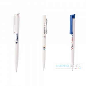 Белые ручки с логотипом.  2